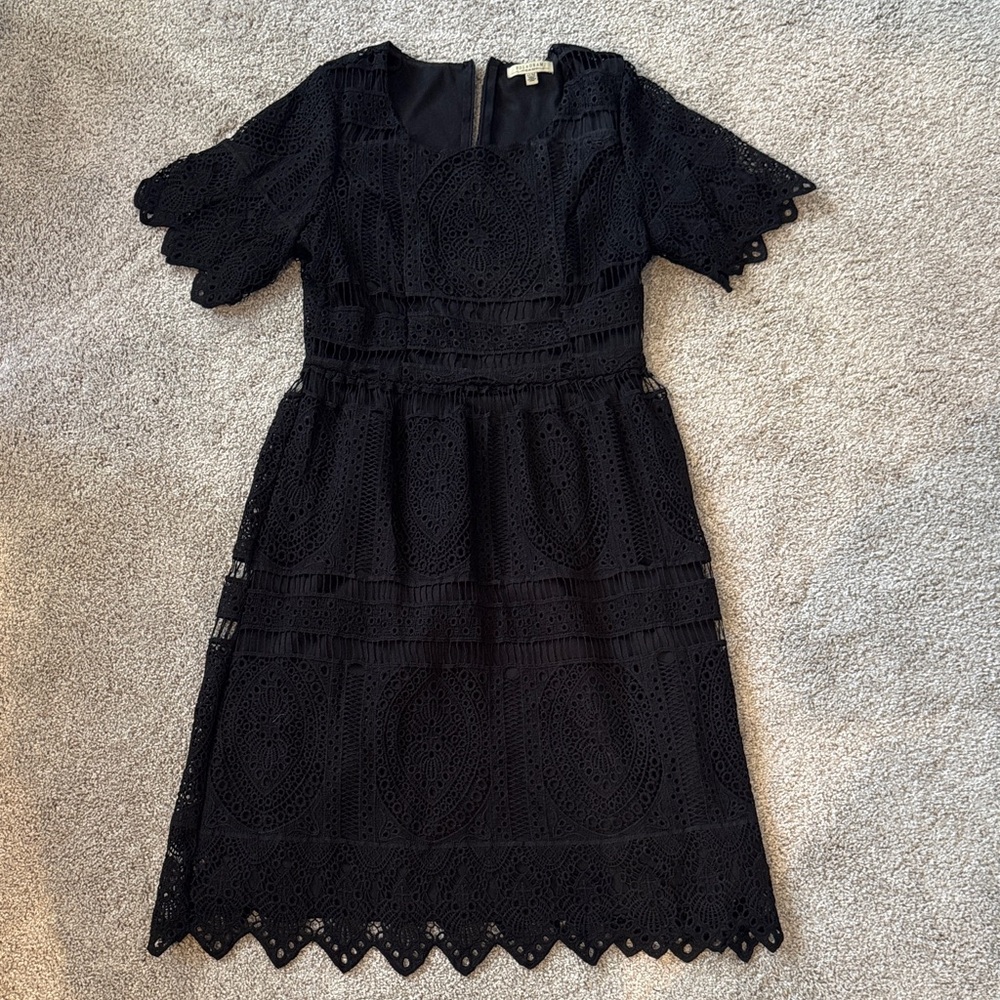 Elegant Black Lace Midi Dress